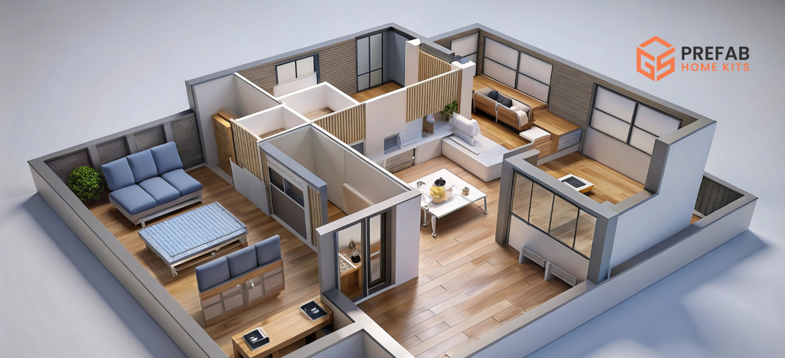 open-plan living helps both layouts for granny flat